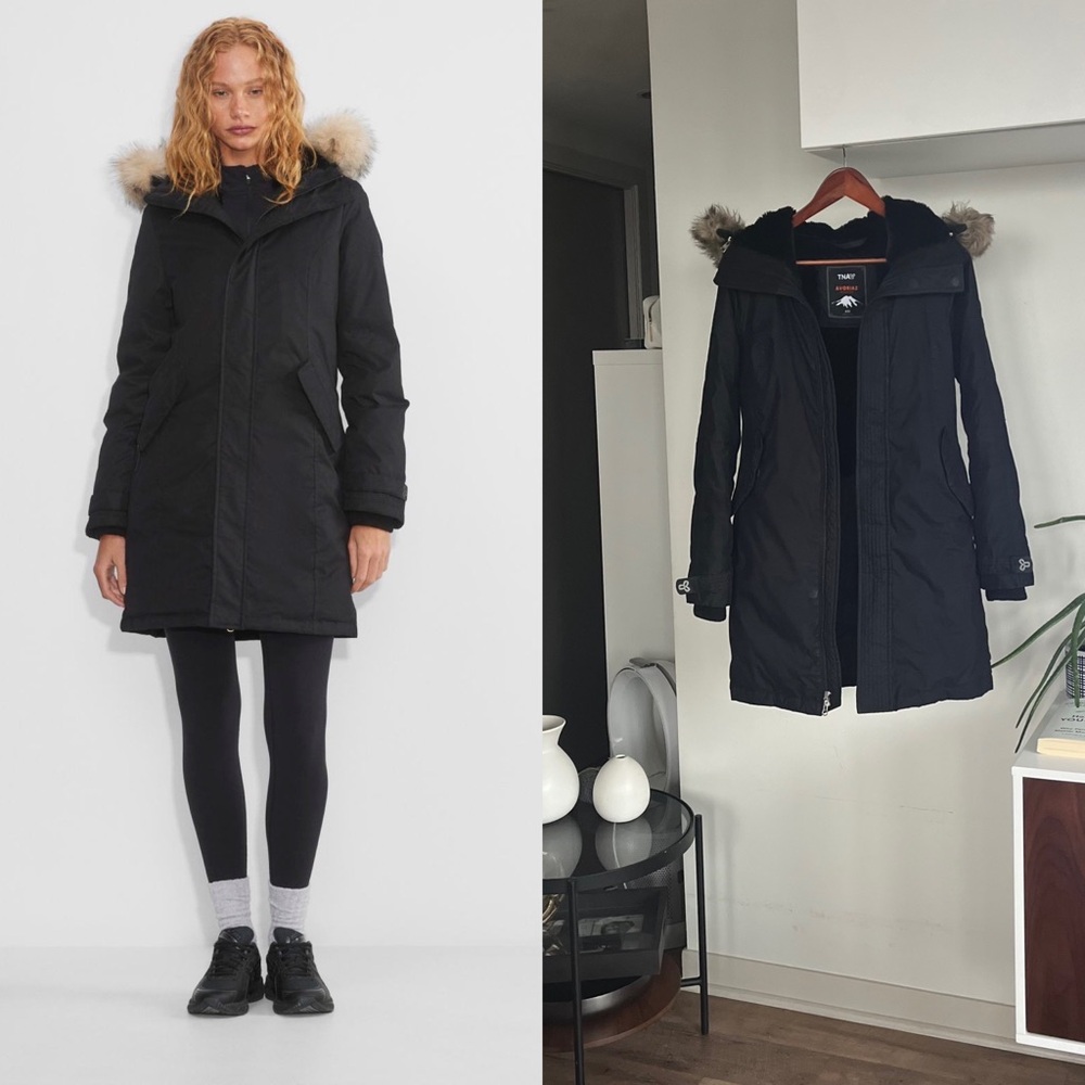 Aritzia Tna Avoriaz black winter coat cozy warm Parka Sz XXS